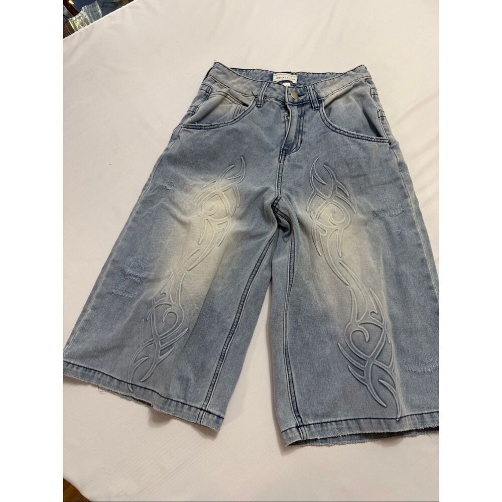 Austin Landing Y2K Flame Tattoo Print Denim Shorts Junior Size 3